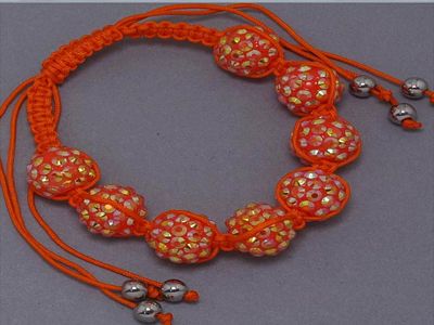 Bracelet Adjustable Orange Sparkle Beads